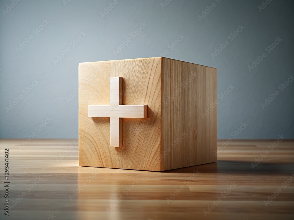 Wooden Cube Plus Minus Symbol: Architectural Pros & Cons Concept Stock ...