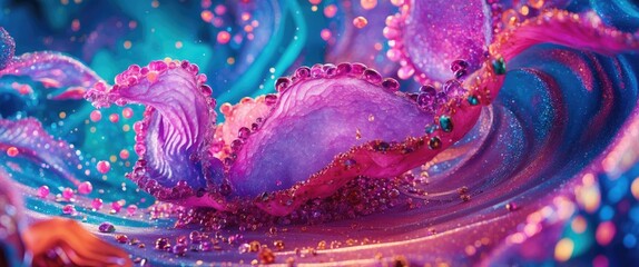 Wall Mural - vibrant abstract texture in very peri color showcasing dynamic swirls and sparkling elements ideal f