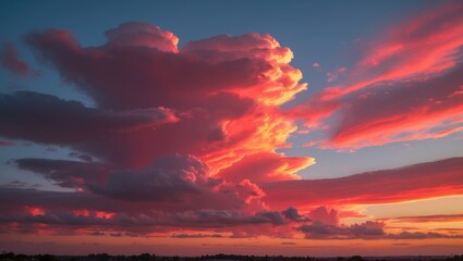 Wall Mural - vibrant red and orange clouds illuminating the sky during a stunning sunset scenic landscape
