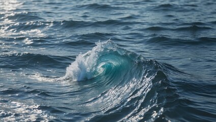 Wall Mural - Gentle ocean wave rising above tranquil waters shimmering under sunlight