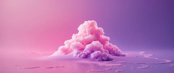 Wall Mural - pastel gradient background featuring a smooth transition from pink to purple with a fluffy cloud-lik