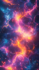 Wall Mural - Abstract vibrant cosmic energy flow with glowing orange and blue currents, dynamic light pattern. Futuristic digital art and creativity concept