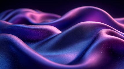 Poster - Abstract waves of purple and blue silk fabric illuminated with soft lighting. Elegant texture and color concept