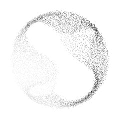 Poster - Abstract vector black dot particles fluid flowing round shape wavy smooth curve on transparent background in concept of technology, science, music, modern.