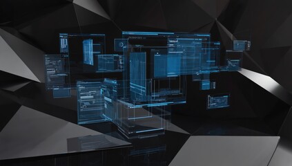 Holographic data interfaces floating in dark geometric space
