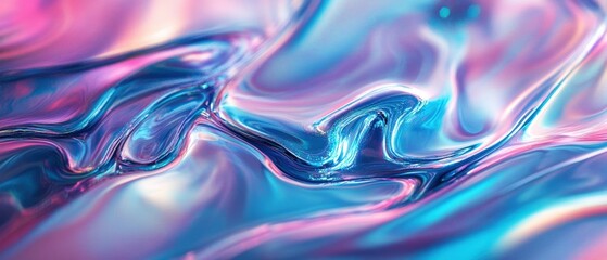 Wall Mural - mesmerizing blue and pink liquid swirl blending together in an abstract flowing movement of colors a
