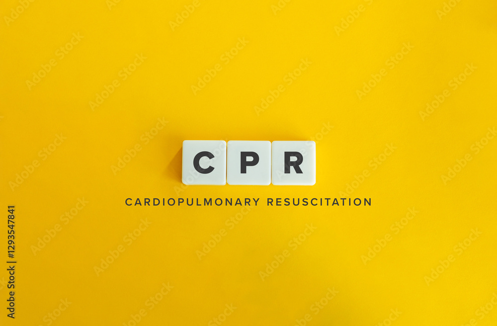 Cardiopulmonary Resuscitation, CPR. Block Letter Tiles on Flat ...