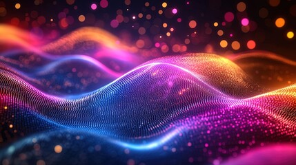 Wall Mural - vibrant energy fields illustrating quantum coherence, flowing like neon waves