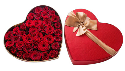 Wall Mural - heart shaped box of chocolates with red roses