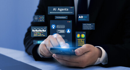 ai agents and assistants. ai content generator. interaction with the ai assistant to solve some task
