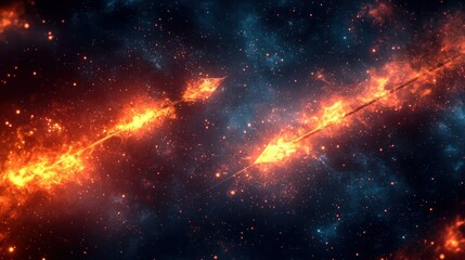 Sticker - Fiery Arrows Across Cosmic Nebula