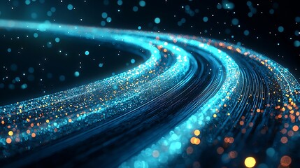Wall Mural - Abstract glowing curves, dark background, cosmic, digital art, website header