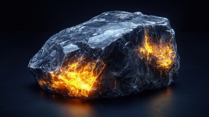 Sticker - Fiery Rock on Dark Surface