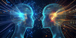 © AI_images - A mesmerizing futuristic AI-driven real-time language translation system, displaying glowing cybernetic multilingual processing pathways, pulsating holographic speech-to-text grids, and swirling
