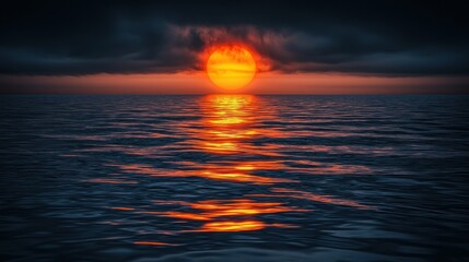 Sticker - Fiery sunset over the dark sea