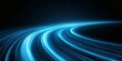 © Ilja - Blue Light Trails Streaking Through the Night on a Curved Road, Against a Black Background