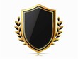 © Riz - Elegant Black and Gold Shield with Laurel Wreath