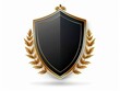 © Riz - Elegant Black and Gold Shield Emblem with Laurel Wreath