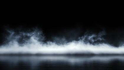 Wall Mural - moody atmospheric scene with low-lying fog and mist, dark background