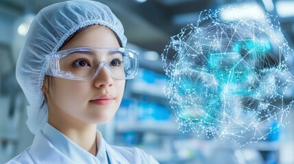 Empowering Healthcare Innovation A Dedicated Female Scientist Engages with Cutting-Edge Technology in a Modern Laboratory Setting, Focusing on Research and Development to Advance Medical Science and