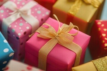 Canvas Print - Colorful gift boxes with decorative bows, ideal for wrapping and gifting