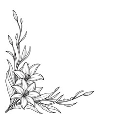 Hand drawn simple lily flower outline