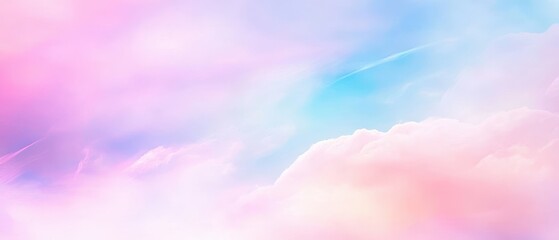 Poster - Soft Pastel Sky with Fluffy Clouds Dreamy Background