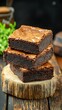 © Kusuma - Fudgy Brownies Stacked on Wood