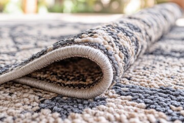 a detailed view of a rug's texture and pattern, suitable for use in interior design or product photo