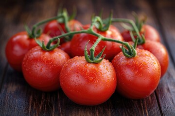 Sticker - A bowl of fresh tomatoes sits on a wooden table, perfect for snacking or cooking