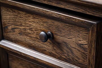 Poster - A close-up view of a drawer with a knob, ideal for use in interior design, home decor, or DIY projects