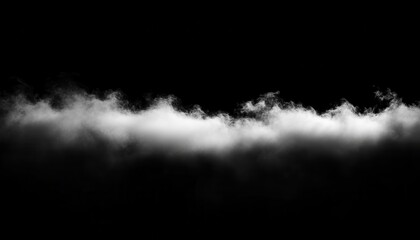 Poster - White Clouds on Black Background, Abstract Fog or Smoke Texture