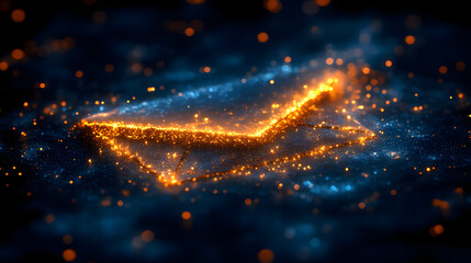 Wall Mural - Crystalline Ember: A mesmerizing abstract image of a crystalline structure glowing with fiery orange and cool blue sparks, evoking a sense of energy and transformation.