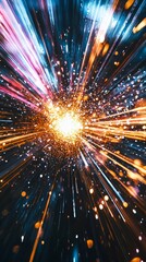 Wall Mural - An abstract representation of swirling galaxies, brimming with vibrant colors, dynamic patterns, and glowing particles