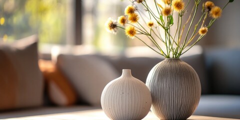 Wall Mural - Two vases placed on a table, possibly as decorative centerpieces