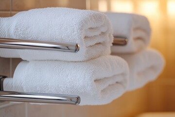 Canvas Print - A close-up shot of a towel rack in a bathroom