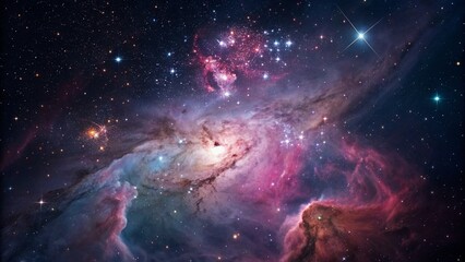 dramatic nebula in deep space with intense colors and swirling patterns, highlighting the dynamic na