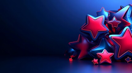 Wall Mural - Red and blue stars cluster in neon light