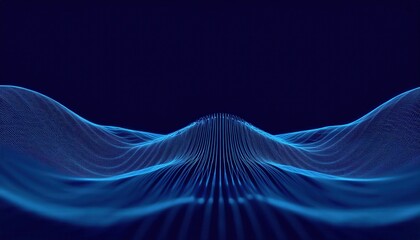 Leinwandbilder - abstract digital blue wave lines with glowing neon grid dots, futuristic 3d network design for technology use
