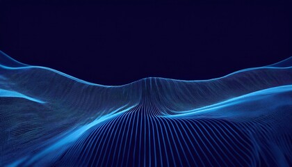 Poster - abstract digital blue wave lines with glowing neon grid dots, futuristic 3d network design for technology use