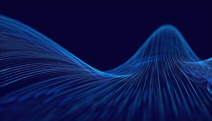 Poster - abstract digital blue wave lines with glowing neon grid dots, futuristic 3d network design for technology use