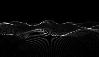 Aufkleber - abstract black and white digital wave pattern with flowing lines, perfect for tech or futuristic designs