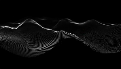 Aufkleber - abstract black and white digital wave pattern with flowing lines, perfect for tech or futuristic designs