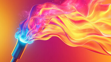 Fototapete - Close-up of colorful, flowing vibrant smoke in pink, orange, and blue hues, resembling fluid motion with an abstract design, symbolizing energy, creativity, and dynamism.