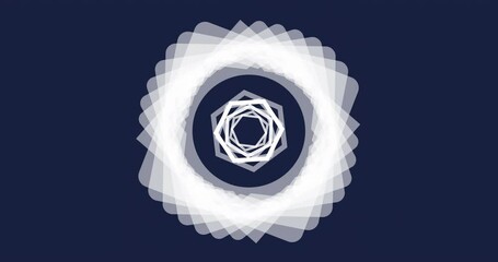 Wall Mural - animation of geometric shapes rotating over dark blue background in abstract pattern