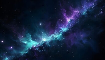 vibrant colorful cosmic nebula with glowing stars, wonders of universe & space exploration. astronom
