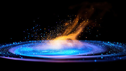 Wall Mural - A close-up macro shot of iridescent, swirling particles forming an intricate vortex of light and color