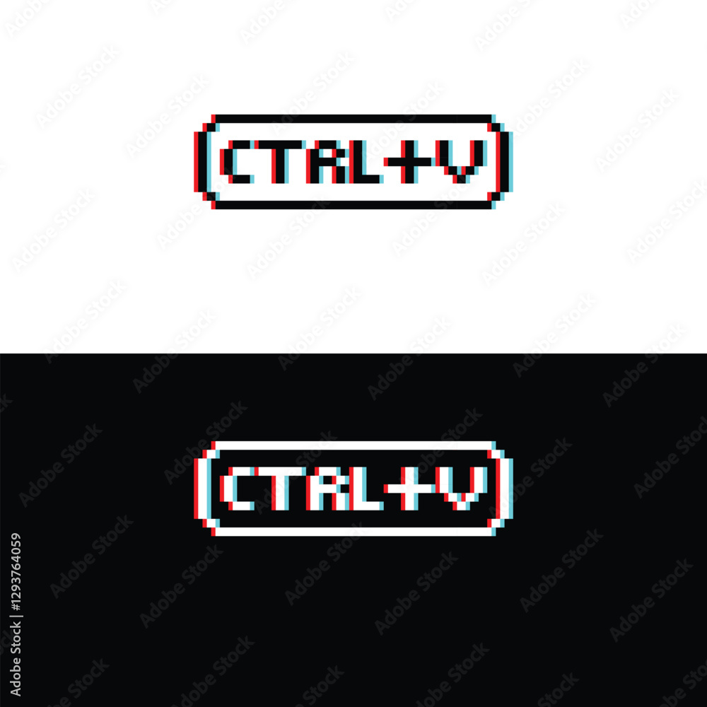 glitch effect ctrl C, ctrl V 8 bit button Pixel art 8-bit for game ...