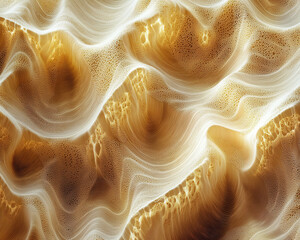 Fototapete - Abstract close-up of soft, flowing, textured patterns, showcasing intricate details of smooth waves and layers in a natural, organic form, symbolizing motion and fluidity.