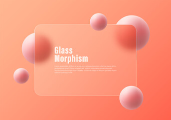 Wall Mural - glass morphism website landing page template. gradient background with glass partition in the center